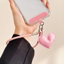 Ins Fashion Creative Leather Heart-Shaped Bag Charm, Heart Keychain, Phone Case Strap, Couple Backpack Pendant, Suitable For Phone Lanyard, CCD Camera Hanging Chain, Bag Decoration, Creative Anti-Loss Wrist Strap - Multicolor - View 5