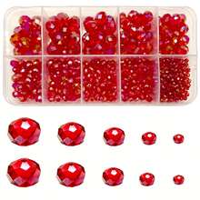 1 Caja de Juego de Cuentas de Cristal AB - Tamaños Surtidos 3/4/6/8/10mm, Cuentas Espaciadoras Facetadas para Hacer Joyas DIY, Pulseras & Colgantes - A - Ver 11