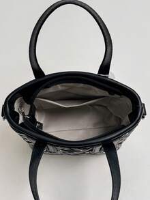Bolso cubo mini de cuero sintético de unicolor, bolso de mano versátil y casual & bolso bandolera - Negro - Ver 6