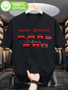 Alfa Car Retro T-Shirt, Black Hippie Men'S Clothing New Style, Men'S Graphic Tee, Men'S Shirt, Men'S Patterned Tee, Men'S T-Shirt, Fun Tee, Men'S Clothing - Black - View 1