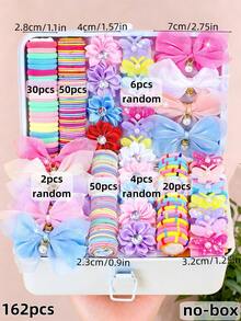 8/162/Pcs/Set Flower & Bow Colorful Hair Accessories Set, Sweet Hair Accessories - Suitable For Girls And Women, Daily Essential - Multicolor - View 19