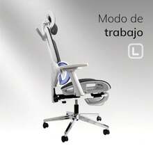 AOKU Silla de Oficina Premium, Silla de Escritorio con Respaldo Alto, Ergonómica con Soporte Lumbar Ajustable. Giratoria. Reposa Brazos. Reposa Pies - Blanco  Negro - Ver 5