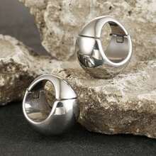 1 pièce Poids d'oreille en acier inoxydable 316L, anneau en forme de larme avec clic, plugs, jauges et pendentifs pour perçage étiré, bijoux - Rond - Voir 3