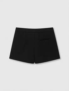 女款純色休閒口袋裙褲 夏季黑色 - 黑色 - 查看 2