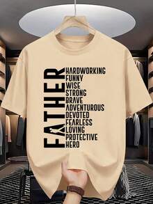 Men's Short-Sleeved T-Shirt, Summer, Comfortable, Made Of Micro-Elastic Polyester Fabric, Fashionable, Casual, Versatile, With Popular Print And Round Neck. - 杏色 - 查看 1
