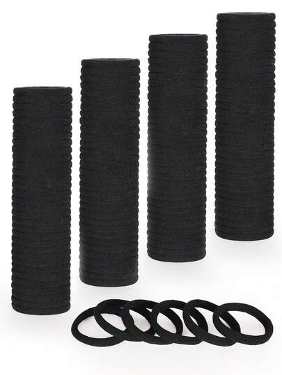 200/100/50/20pcs Black Seamless Nylon Hair Ties, High Elasticity Non-Damaging Thick Soft Ponytail Hair Bands, Suitable For Women, Teenagers, Adults, Thick Hair, Curly Or Straight Hair, Strong High Elasticity Hair Ties For Fitness, Sports, Yoga, Running, Anti-Slip Hair Accessories