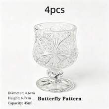 12/6pcs Diamond/Butterfly Pattern 40ML High-Foot Glass Cups, Crystal Clear Light-Refracting Highly Attractive Mini Tea Cups, One-Sip Cups, High-Foot Design Prevents Over-Drinking - Clear - View 13