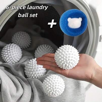 6pcs Laundry Ball Set, Reusable Laundry Balls And Dryer Balls, Suitable For Washing Machines And Dryers, Effectively Removes Lint, Softens Clothes, Prevents Tangling And Wrinkling, Suitable For Home And Commercial Fabrics