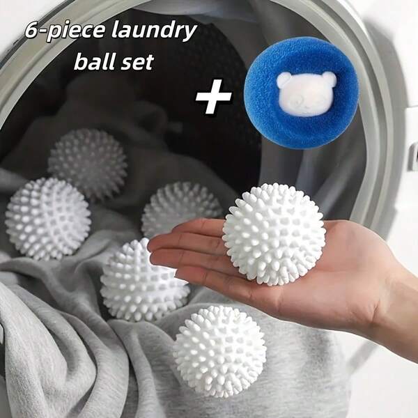 6pcs Laundry Ball Set, Reusable Laundry Balls And Dryer Balls, Suitable For Washing Machines And Dryers, Effectively Removes Lint, Softens Clothes, Prevents Tangling And Wrinkling, Suitable For Home And Commercial Fabrics