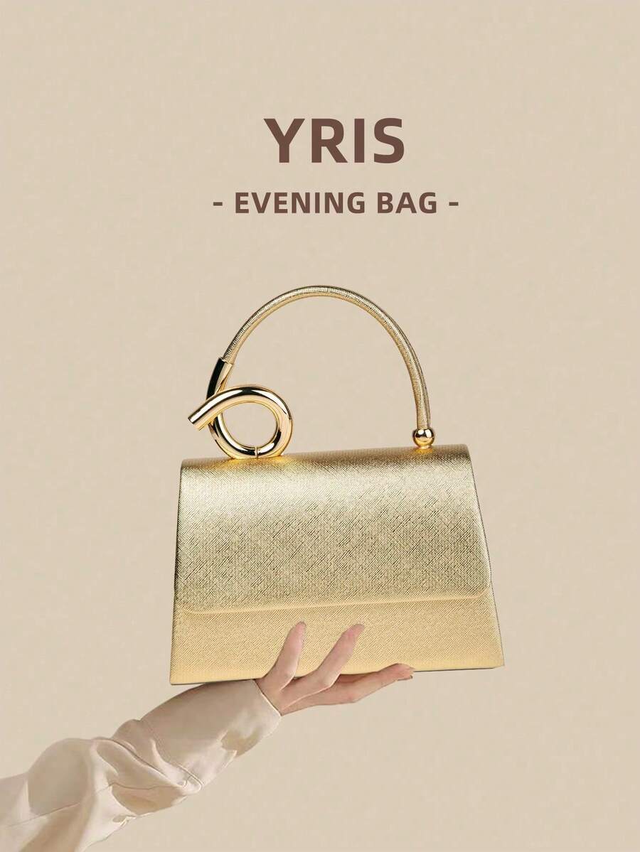 1 Piece White PU Material Flap Clutch Bag With Luxury Metal Decoration, Showing Fashion And Elegance, Suitable For Holding, Carrying, Wearing On The Shoulder Or Crossbody, P - 熒光色 - 查看 1