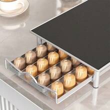 1-Piece Coffee Capsule Storage Box, With The Upper Tier For Placing Coffee Machines And Drawers For Storing Coffee Capsules. Its Size Fits Most Coffee Machines And Saves Countertop Space. - Multiple Specifications - View 3