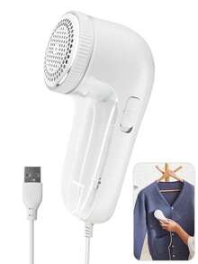插電式布料剃毛器、衣服毛球修剪器、可更換不銹鋼刀片,特適用於沙發和衣物上,白色,1入組 - 白色 - 查看 9
