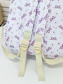 1 Set Back To School Backpack Set - College Style Bow/Floral Pattern Backpack, Includes Backpack, Lunch Bag And Pencil Case, Large Capacity With Laptop Compartment, Adjustable Shoulder Straps And Multiple Pockets, High Capacity School Backpack Set, Multi-Functional Daypack Set, Suitable For Girls/College Students/Graduate Students Daily Use/Vacation/Travel/Back To School - Multicolor - View 11