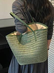 Bolso de hombro minimalista de gran capacidad Bolso tote Bolso de hombro arcoíris - Verde - Ver 5