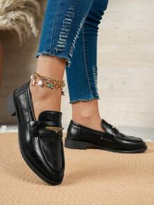 SHIHUA Loafers Spring/Summer New Soft Sole Slip-On Shoes Retro British Style Round Toe Commuter Shoes - Black - View 4