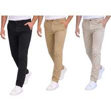 Holstone Pack 3 Pantalones Estilo Chino de Gabardina Premium Hombre - Uso Casual y Oficina Moda Caballero - Pantalón de Algodón. - Negro - Azul Marino - Verde Olivo - Ver 22