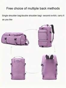 Large Capacity One Shoulder Minimalist Waterproof Double Backpack - Pink - View 6