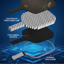 BSKT 1 Set 2pcs T700 Carbon Fiber Professional Pickleball Paddle Set, Outdoor Court Professional Pickleball Tournament Competition Training, Adult Competitive Sports, High Rigidity T700 Carbon Fiber Integrated Paddle Face, High Density Shock-Absorbing Core, Wide Non-Slip Sweat-Absorbing Handle, Lightweight Low Vibration Feel, Rapid Ball Rebound, Impact-Resistant Paddle Surface, 2-Paddle Set Suitable For High-Intensity Daily Training - Multicolor - View 4