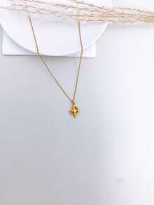Stainless Steel Waterproof Fade-Resistant Vintage Cute Small Sun Moon Star Pattern Pendant Necklace Suitable For Women's Daily Wear - Gold - View 7