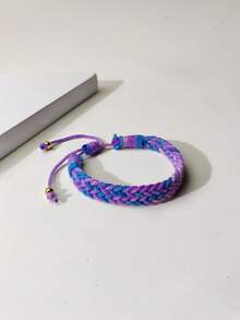Macaron Rainbow Gradient Woven Bracelet With Subtle Glitter, Soft Candy Style, Niche Design, Best Friend Bracelet - Gradient Blue - View 15