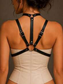 1pc Women's Fashion Black Waist Cincher Sexy Bustier Harness For Daily Wear, Halloween, Music Festival, Carnival Party Outfit - Black - View 2