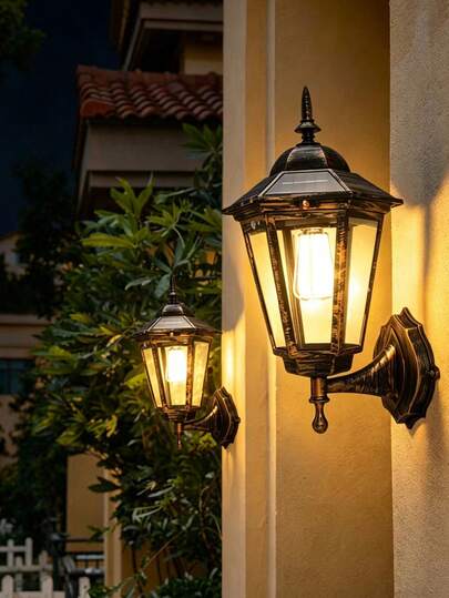 LED European Style Solar Wall Light, Outdoor Wall Lamp For Home, Garden, Outdoor, Yard, Park, Auto On At Dusk, Smart Motion Sensor Light, Vintage Multi-Style Wall Lamp, Road Light, Night Lighting Atmosphere Lamp