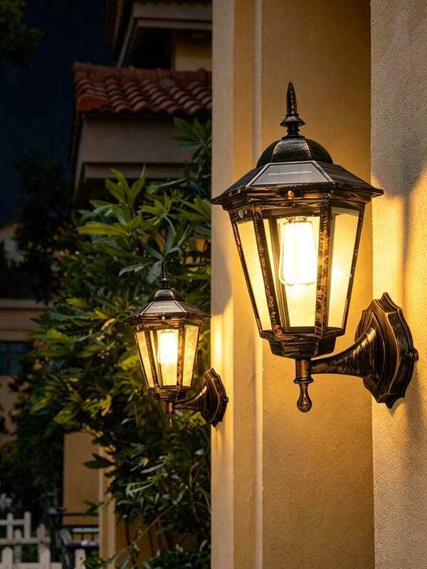 LED European Style Solar Wall Light, Outdoor Wall Lamp For Home, Garden, Outdoor, Yard, Park, Auto On At Dusk, Smart Motion Sensor Light, Vintage Multi-Style Wall Lamp, Road Light, Night Lighting Atmosphere Lamp