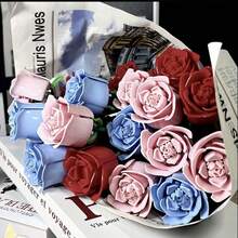 300+ Pcs 3pcs/5pcs DIY Mawar Balok Bangunan Merah Pink Biru, Bunga Balok Bangunan, Dekorasi Meja, Hadiah Hari Valentine, Natal dan Halloween, Hadiah Terbaik untuk Pacar (Vas Tidak Termasuk) - MultiWarna - View 14