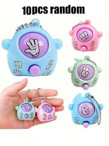 10 Peças Chaveiro Mini Jogo "Pedra, Papel e Tesoura", Chaveiro Jogo de Quebra-cabeça de Dedo, Acessório Criativo, Chaveiro "Pedra, Papel e Tesoura Ovo de Páscoa", Mudança Automática de Padrão - Adequado como Lembrancinhas de Festa, Enchimentos de Sacolas de Presentes Pequenos, Lembranças Divertidas, Também Adequado para Volta às Aulas, Carnaval, Ação de Graças, Halloween, Enchimentos de Sacolas de Presentes de Páscoa, Presentes de Recompensa, Lembrancinhas de Festa de Aniversário. (Cor Aleatória) - Tamanho único. - Visão 10