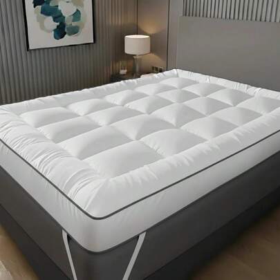 Extra Deep 10cm Mattress Topper Double Bed – Luxury Quilted Hotel Quality Mattress Pad, Ultra Soft Fluffy, Breathable Box Stitched Strong Corner Elastic Straps Machine Washable