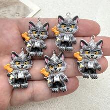 6件樹脂萬聖節狼人吊墜，適合DIY珠寶製作，完美適合作為派對配件、耳環、項鍊、包包吊飾 - 拿骨頭狼巫師吊墜 - 查看 7