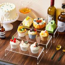 3/6pcs Clear Plastic Display Risers, Cupcakes Sweet Display Holder Stand, Elegant Dessert Riser Display Stands For Party, Afternoon Tea Snack Serving Trays. Table Decoration For Holiday, Wedding, Birthday, Party And Events - Clear - View 9