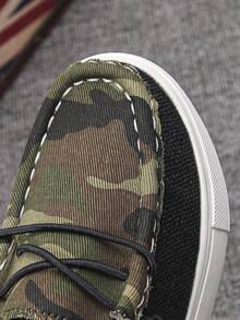 1 Pair All-Season Campus Slip-On Kids' Camouflage Patchwork Breathable Canvas Loafers With Elastic Lace-Free Design, Non-Slip Soft Sole, Lightweight Flat Casual Sports Shoes For School - Black - View 8