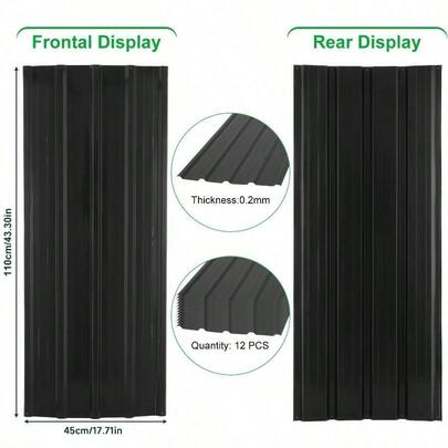 12pcs Of Galvanized Metal Roofing Sheets, Metal Roof Waterproofing Panels, Corrugated Galvanized Sheets, Suitable For Roof Waterproofing, 0.2mm Thickness, 110cm X 45cm