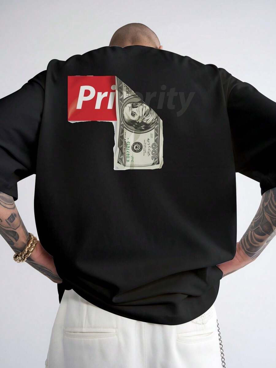 Men's Casual Crew Neck T-Shirt With Christmas Print, Gift Item For Men