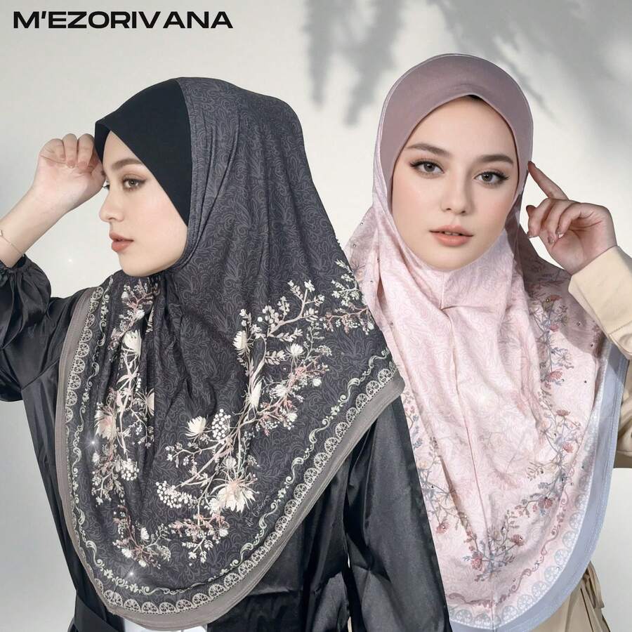 Jilbab Bermotif, Warna Polos Elegan, Desain Tipis, Jilbab Minimalis untuk Sehari-hari - 6# Cokelat Mocha - View 1