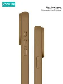 KOOLIFE 1件裝牛奶咖啡棕雙色磁吸手機殼，內置強磁支持 MagSafe 充電，對比橘色鏡頭框，磨砂防指紋保護殼，極簡奢華美學，柔軟內裡全鏡頭保護，適用 18 Pro/18 Pro Max/17/17 Pro/17 Pro Max/16/15/14/13/12/11 - 金色 - 查看 3
