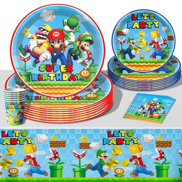 51pcs Anime Style Theme Party Set, Back To School Season Decoration, Suitable For 10 People, Disposable Birthday Party Tableware Including Plates, Cups And Napkins. Holiday Decoration Supplies, Suitable For Camping, Picnic, Backyard BBQ, Room Decoration And Party Decoration, Also Ideal Decoration For Halloween, Christmas And Party, And A Great Surprise Gift For Fans. Full Set