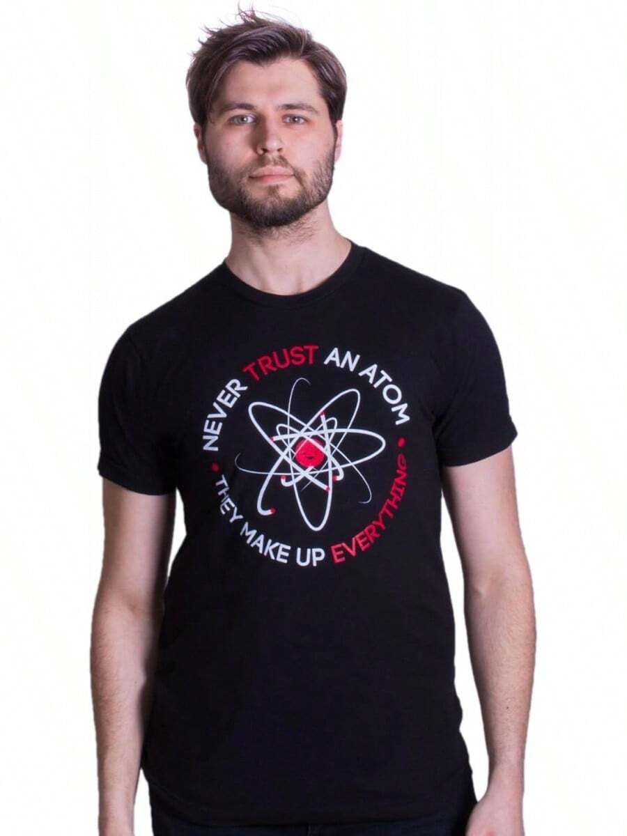 Nunca confíes en un átomo, ellos lo componen todo. |   Camiseta Unisex Funny Science, Oversized, Camiseta Personalizada, Algodón, Streetwear, México 2026, Camiseta Gráfica, Tallas S-XXXL, pl - Negro - Ver 1