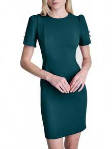 DKNY Vestido Midi de Gasa con Mangas y Falda Godet Vestido para Mujer - Equipaje - Ver 22