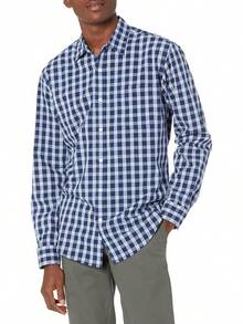 Essentials para hombre ajuste Regular manga larga camisa de cuadros - Blanco - Ver 24