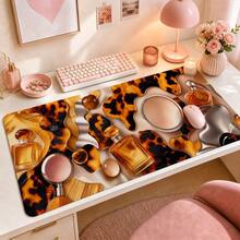 Amber Tortoise Shell Extended Mouse Pad, Glossy Resin Animal Texture Desk Mat, Fashionable Vanity Computer Pad, Wide Keyboard Mat, Suitable For Fashion Office, Makeup Table, Dorm, Laptop Setup, Gift, Non-Slip Rubber Bottom - View 1