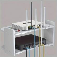 No-Drill Wall Storage Bracket - Cable Management Rack For WiFi Devices, TV Boxes And Small Electronics | Ventilated Design, Space-Saving, Practical Organizer For Home And Office - Multicolor - View 3