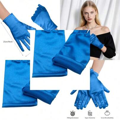 Short Satin Opera Gloves, Women Formal Dancing Gloves For Wedding Bridal Tea Party Banquet Costume
