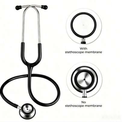 Professional Dual Head Double Sided Black Stethoscope, Acoustic Cardiology Stethoscope With Free White Carry Storage Bag, Portable Lightweight Medical Instrument For Nurses Doctors Medical Students Hospital Home Vet Examination