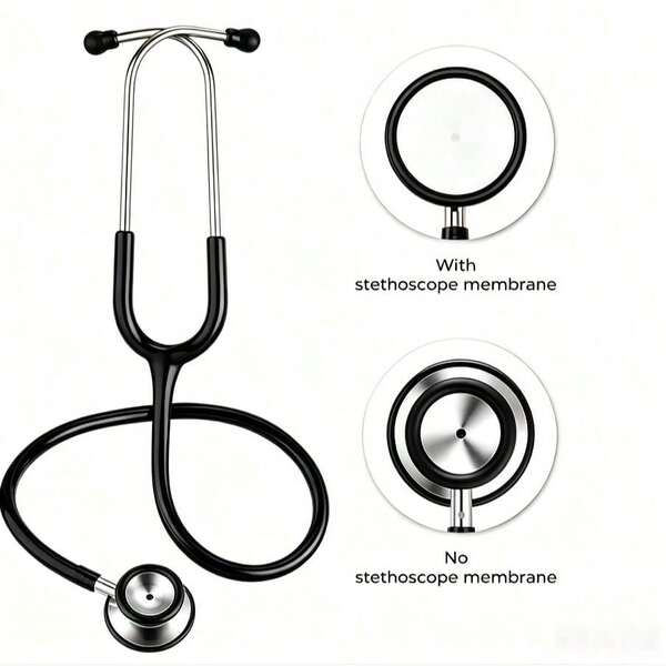 Professional Dual Head Double Sided Black Stethoscope, Acoustic Cardiology Stethoscope With Free White Carry Storage Bag, Portable Lightweight Medical Instrument For Nurses Doctors Medical Students Hospital Home Vet Examination