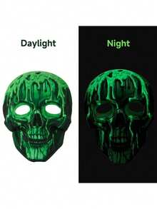 1pc Halloween Horror Glow-In-The-Dark Skeleton Mask, Moonlight Panic Head Cover For Party - Multicolor - View 9