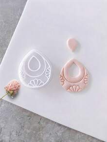 Boho Teardrop Polymer Clay Cutters, Embossed Shell Pattern For Handmade Statement Dangle Earring Craft Supplies - White - View 1