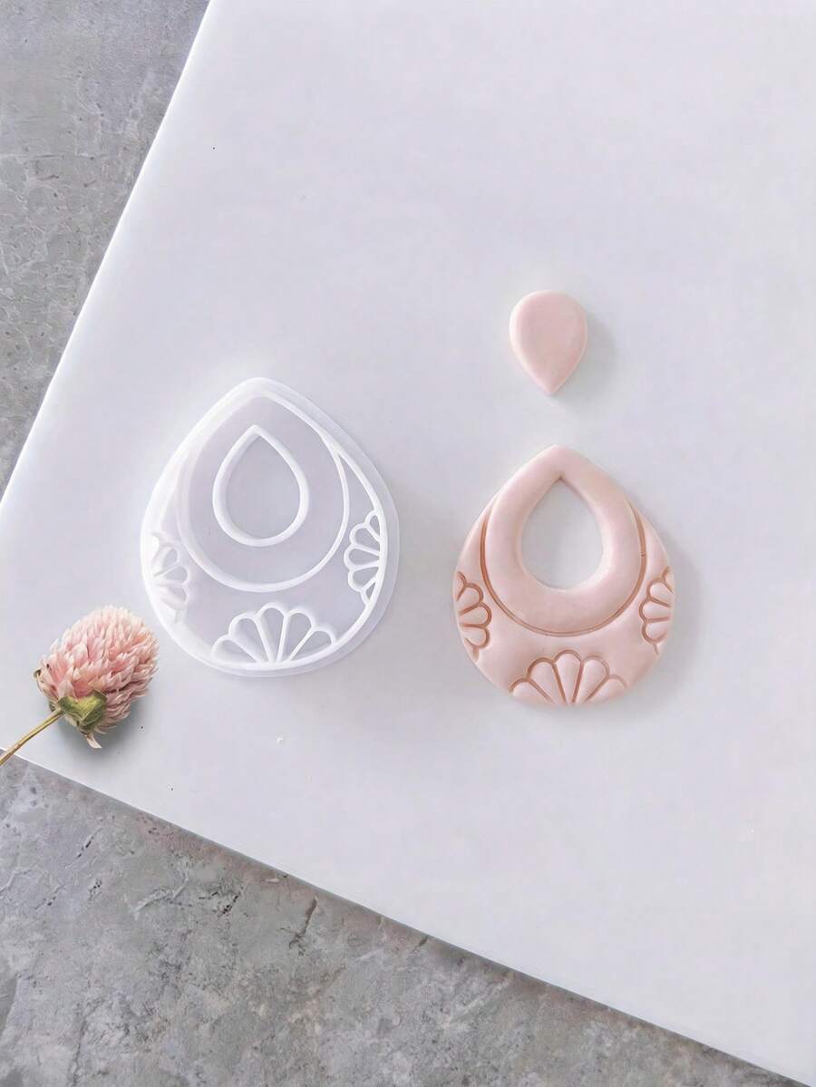 Boho Teardrop Polymer Clay Cutters, Embossed Shell Pattern For Handmade Statement Dangle Earring Craft Supplies - White - View 1