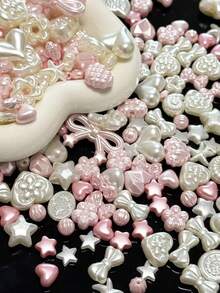 Pearl Colored Bow, Heart Five Pointed Star Mixed Style, DIY Handmade Bead Bracelet, Necklace, Bag Accessories Wholesale - Multicolor - View 2